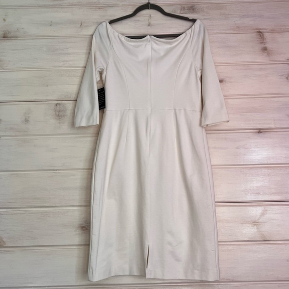 Boston Proper Ivory Knit Off The Shoulder 3/4 Sleeve Dress Size Medium Cruise - Picture 3 of 13